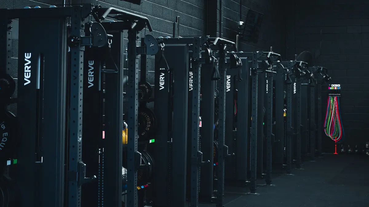 Rows of VERVE functional training equipment