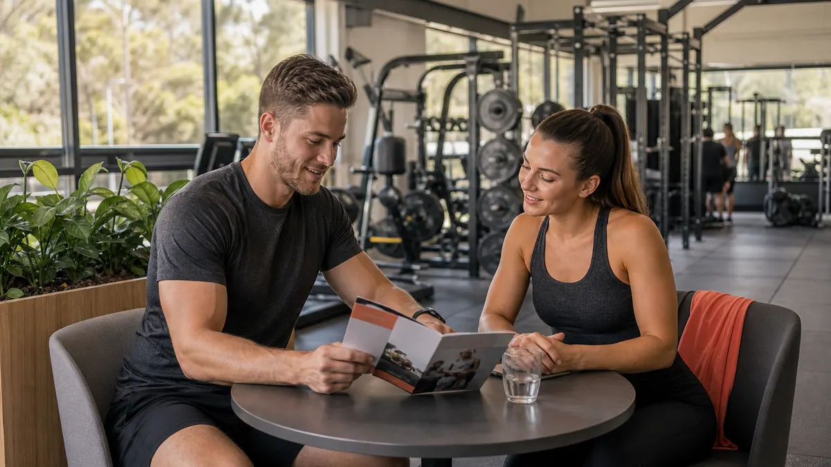 Gym consultant having a welcoming membership conversation