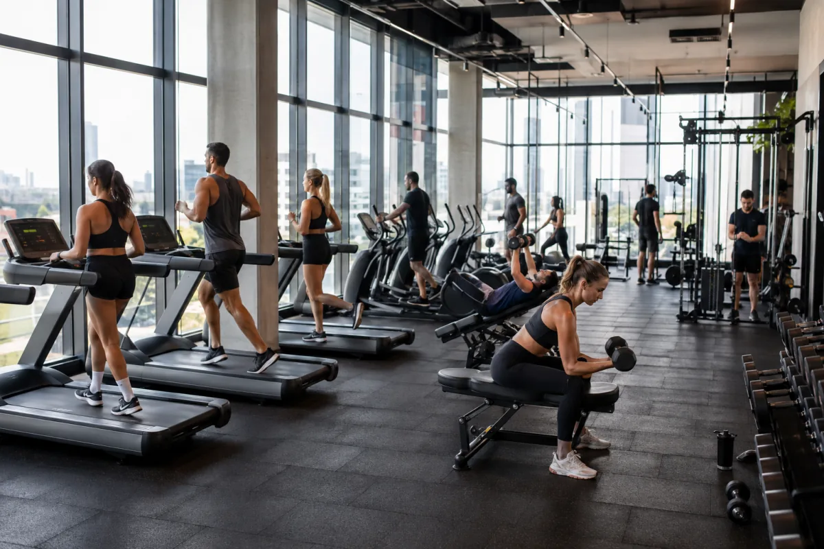 Members training in a large contemporary Australian gym