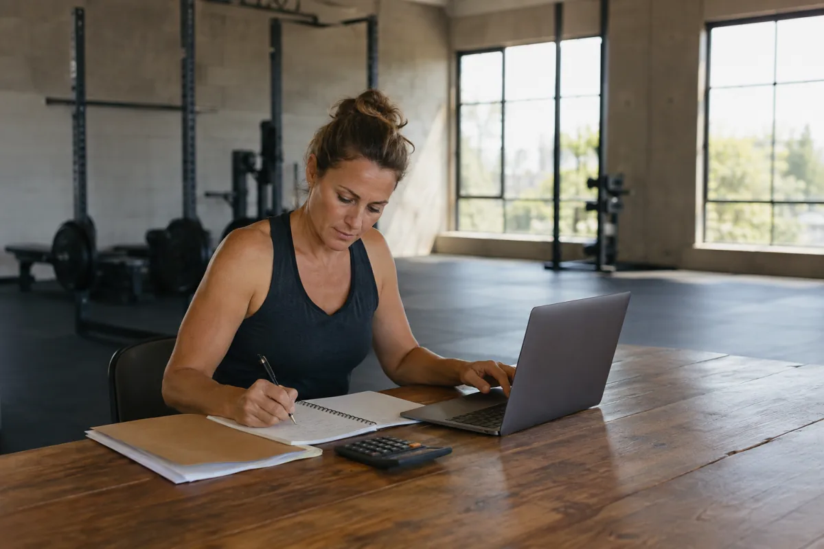 Entrepreneur preparing a business plan in a future training studio